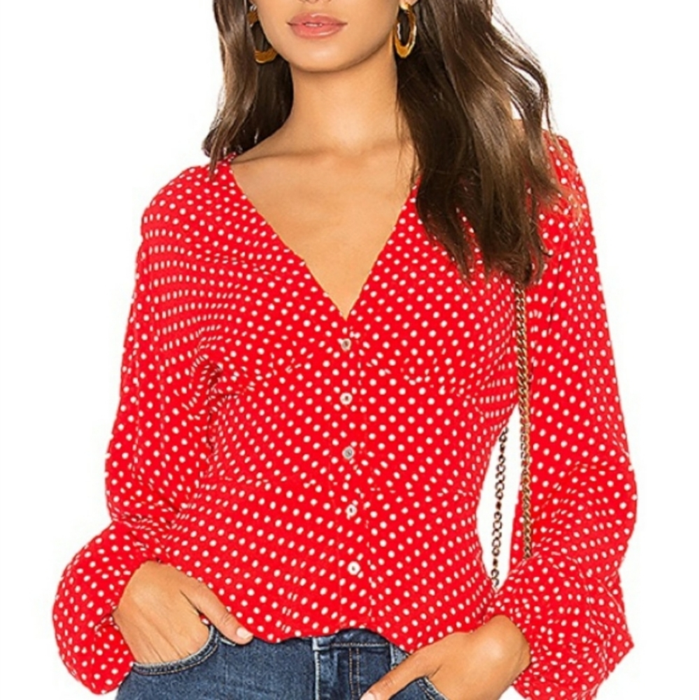 Free People Red Polka Dot top